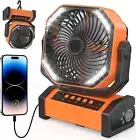 Camping Fan with LED Lantern 20000mAh Rechargeable Battery Operated Outdoor