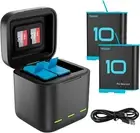 2-Pack Battery Charger for Gopro Hero 11 Hero 10 Hero 9 Black,Sd Card Storage Tr