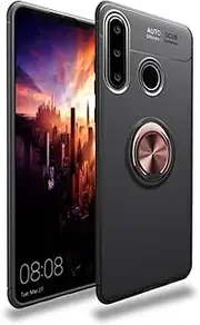 LYX Metal Ring Holder 360 Degree Rotating TPU Case for Huawei P30 Lite(Black+Black) Strong Quality and Durable (Color : Black+Rose Gold)