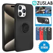 For Apple iPhone 15 Pro Max Plus Case Zuslab Soft Silicone Ring Stand Cover