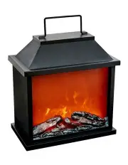 [BR Home] 31.5cm LED Fireplace Metal/Glass Lantern (Battery Operated) in Large Size