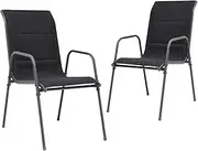 Generic Stackable Garden Chairs 2 pcs Steel and Textilene Black,313072