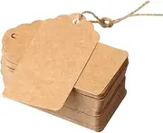 Brown Price Tag with String | Kraft Luggage Tags | Craft Labels | Paper Gift Tags Labels | DENSCO 100 Pcs 9 X 4 Cm with Jute String DIY for Wedding Gifts (Brown, 9X4)