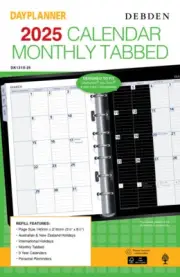 2025 Calendar Debden DayPlanner Month to View Monthly Tabbed Diary Refill DK1310