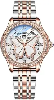 [Reginald] Watches for Women Fashion Casual Dress Watch Waterproof Butterfly Skeleton Dial Automatic Mechanical Watch