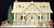 Woodworking plans to build a deluxe Bear Family Lodge with bear and furniture