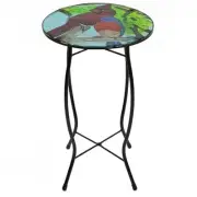 Northlight 19" Blue and Red Cardinal Glass Patio Side Table