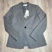 Carlisle New York Women’s Size 8 Gray Pinstripe Corbusier Blazer Single Breasted