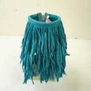 Sass And Bide OS One Size Aqua Suede What Lies Beneath Fringed Cuff NWT