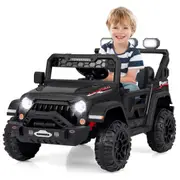 Babyjoy 12V Kids Ride on Truck Electric Toy Vehicle w/Treaded Wheels & Music & USB Port Children Ride on Car Black
