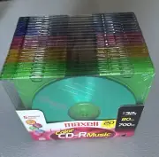 Maxell CD-R Music 20 Pack Recordable Compact Disc w/Color Slim Cases 80 Min New