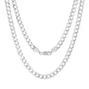 Solid 14K White Gold 6mm Cuban Curb Chain Link Mens Necklace Italian Made 22"