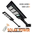 LED Solar Street Light Motion Sensor Outdoor Remote Control 450/480/600/640W SMD