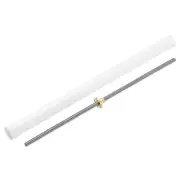 1 Pcs 400mm Lead Screw with Tr8x8 Brass Nut and Plastic Packaging Tube, Silver