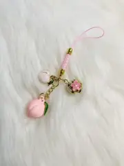 Japan Maneki Neko Lucky Peach Phone charm Chime Bell Good Luck Fortune New Gift