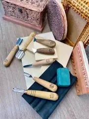 Set ALL INCLUSIVE 7 Woodcarving Chisels Leather Strop & Paste STRYI DirectStore
