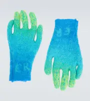 [ERL] ERL Gradient knitted mohair-blend gloves L blue