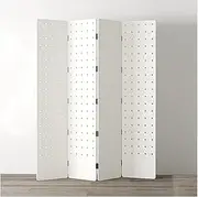 2/3/4 Panels Pegboard Room Divider Panel,Room Divider Wall with Base,Folding Pegboard Partition Screen,Easy to Store for Bedroom Bazaar Jewelry Store(White,180x40cm-4 Panel)