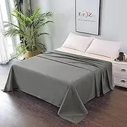 Elegant Comfort Premium Hotel Quality 1-Piece Double Single Flat Sheet, Luxury and Softest 2000 Thread Count Bedding Flat Sheet (Double,Gray)