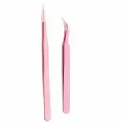 Eyelash Tweezers Eye Lash Clip Remover Tool False Extension Curved Pointed 2 Pcs