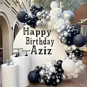 Black White Metallic Silver Balloon Garland Arch Kit 187PCS Balloons for Wedding, Proposal, Bride Shower, Single Party, Garden Decor, Family Gathering, Birthday Party, Backdrop Decorations, Christmas Eve, New Year Celebrate