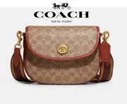 NEW COACH Signature WILLOW Saddle Crossbody Bag (TAN RUST) W/Tag & Dustbag
