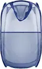 Collapsible Pop Up Laundry Hamper Mesh Foldable Laundry Basket, Extra Large Blue