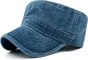 [Loneshark] Oversize XXL Mens Washed Cotton Military Cadet Army Caps Basic Everyday Womens Classic Vintage Style Flat Top Hats