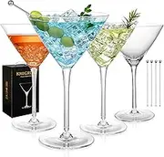 KMIGRUAN 10oz Large Martini Glasses Set of 4,Classic Crystal Cocktail Glasses,Hand Blown Martini Glass for Espreeso Martini,Cosmopolitan,Manhattan,Home Bar Gift Set
