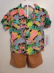 Wonder Nation Baby Boy Tropical Woven Shorts & Shirt Outfit Set 2-Pc. 18 Months