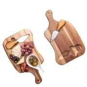 Kitchen Cutting Board Cheese Platter Wooden Chopping Board Slotted Hole Steak Meat Vegetables Knives