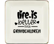 Life is Better With Grandchildren Ceramic Jewelry Tray Dish, Best Friend Jewelry Plate Ring Trinket Dish, Inspirational Grandchildren Grandchildren