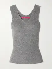 [The Elder Statesman] The Elder Statesman - Delicash Cashmere And Silk-blend Tank - Gray - medium medium Gray
