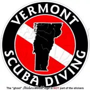 VERMONT SCUBA DIVING Flag-Map Shape USA Circular Vinyl Sticker, Decal 100mm (4")