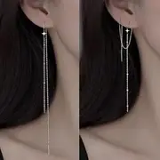 Star Sterling Silver Threader Earring / Set 1 Pair - Silver - One Size