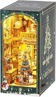 3D Wood Puzzle Bookend Bookshelf Decor,Book Nook Kits for Adults,DIY Miniature Dollhouse Kit Model,Exquisite DIY Book Nook Kit,Pretty Puzzle Bookend Bookshelf Decor for Gifts