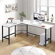 Ufurniture White L-Shape Computer Desk 168cm Corner Desk Home Office Study Table Workstation