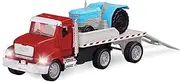 Driven by Battat - Toy Flatbed Truck With Lights and Sounds - Small Red Farm Vehicle - Movable Parts - for Kids 3 Years and Up - Micro Flatbed
