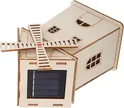 Generic DIY Solar Powered Wooden Windmill House Model Kit for Adults Unfinished Craft for Creative Learning Home Decor and Educational Fun Assembly Plaything for Imagination Development