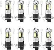 Mellisso 8Pcs H3 Super Bright LED Fog Driving DRL Light Bulbs Kit 6000K White