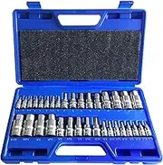 Master Hex Bit Socket Set Allen Wrench Bit Kit Hex Key for Ratchet Socket Tool SAE and Metric Set 3/8, 1/4, 1/2 Drive Socket Set 34-Piece