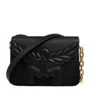 MCM Logo Embossed Shoulder Bag One size black