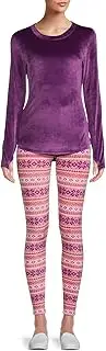 [Cuddl Duds] ClimateRight Women's Velour Base Layer Top and Leggings Thermal Set, 2-Piece