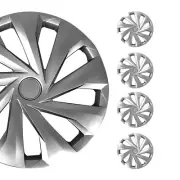 15" Wheel Covers Guard Snap on Silver Hub Caps fit R15 Tire Steel Rim 4 Pcs Set
