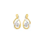 9ct Gold Diamond Double Swirl Pear Stud Earrings