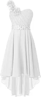 [Miaeowve] Junior Wedding Bridesmaid A-line Chiffon One Shoulder Pageant First Communion Christening Party Dresses