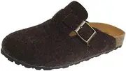 [SincereWay] Women's Cork Suede Woolen Cloth Mules Leather Clogs Footbed Sandals Garden Slippers with Arch Support