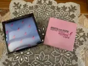 New in Box Susan G Komen Light Blue with Pink Ribbon Knots for Hope all Silk Tie