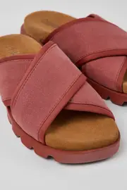 Brutus Sandal Red Textile Cross-strap Sandal for Women