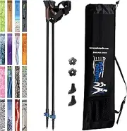 Nordic Walking Poles - True Classic Nordic Glove Grips, Lightweight, Adjustable, and Collapsible -2 Pieces w/flip Locks, Detachable Feet and Travel Bag by York Nordic - Heights 5'4"-6'2"